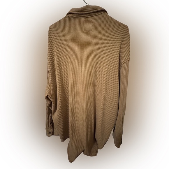 Aerie Lumberjane Button Up Camel Waffle Knit Oversized Loungewear - Picture 3 of 4